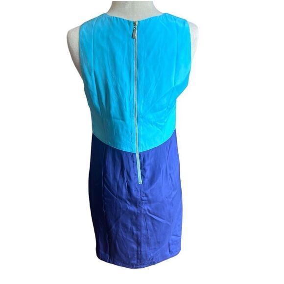 NWT JB by Julie Brown NYC 8 Sleeveless Blue 100% Silk Color Block Dress - Picture 3 of 6